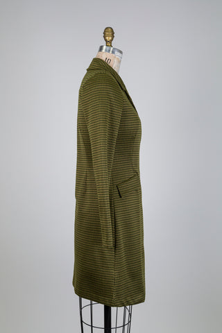 Robe blazer pied-de-poule vert olive (S)