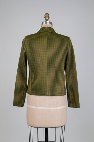 Veste courte pied-de-poule vert olive (S)
