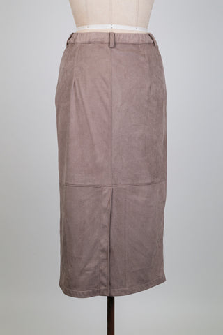 Straight skirt in taupe pink faux suede (6)