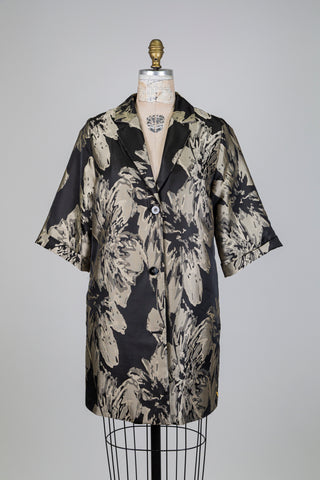 Long blazer with giant flower jacquard (6)