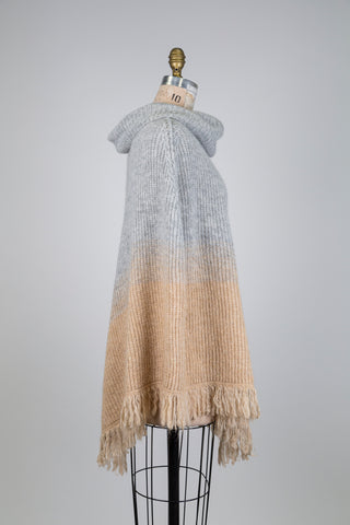 Gray and Sand Knit Gradient Poncho (6+)