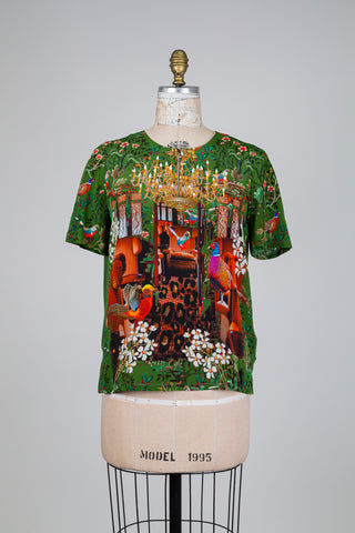 Blouse verte à imprimé surréaliste (S)