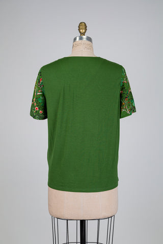 Blouse verte à imprimé surréaliste (S)