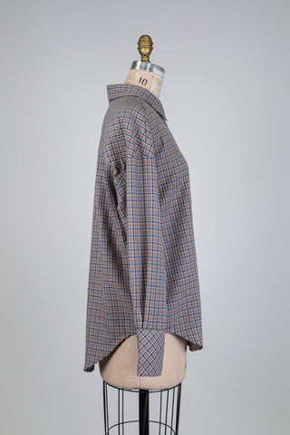 Chemisier à carreaux taupe et bleu (6)