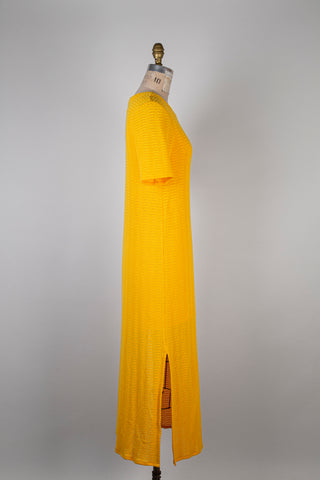 Saffron yellow crochet-effect maxi dress (L)