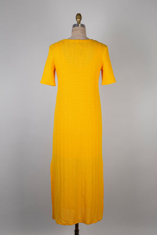 Saffron yellow crochet-effect maxi dress (L)