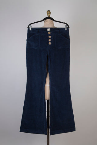 Pantalon évasé en corduroy marine (8)