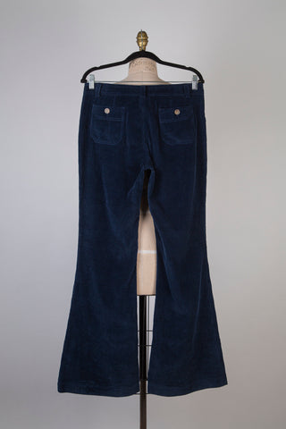 Pantalon évasé en corduroy marine (8)