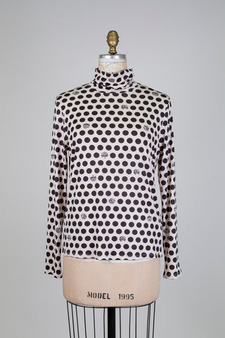 Creamy pink PEA and MUSHROOM sweater (L)