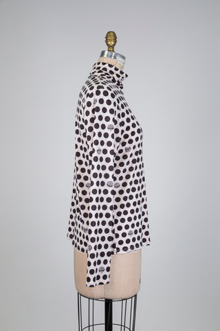 Creamy pink PEA and MUSHROOM sweater (L)