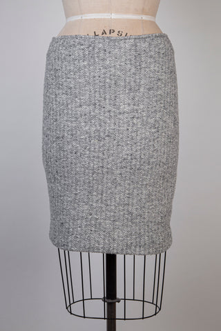 Gray herringbone knit straight skirt (6)