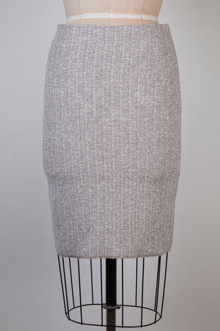 Jupe droite en tricot greige chiné crème (6)