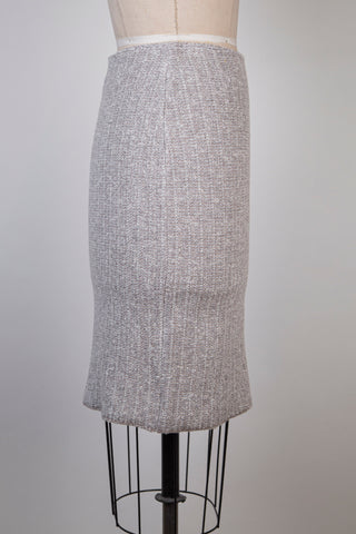 Jupe droite en tricot greige chiné crème (6)