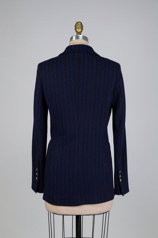Black fitted blazer with cobalt blue chains (6-8-14)