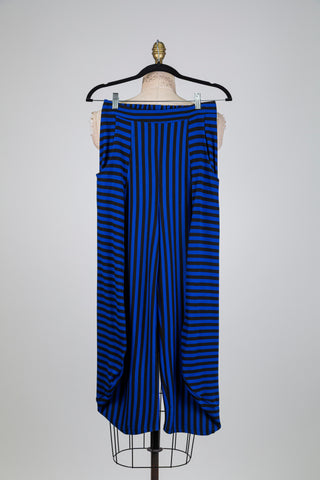 Pantalon ballon noir à rayures bleues (S)