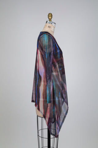 Sheer “tie and drip” and tribal top (S)