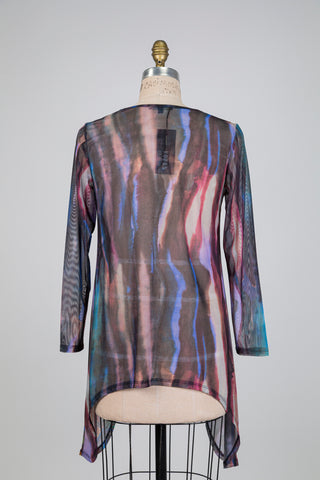 Sheer “tie and drip” and tribal top (S)