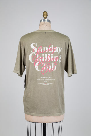 T-shirt kaki Sunday Chilling Club à effet usé (6+)