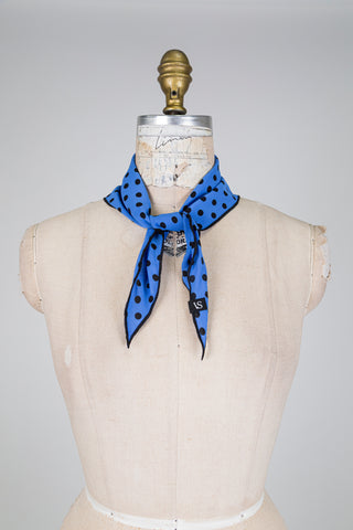 Foulard DANDY bleu à pois noirs