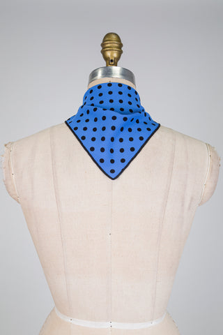 Foulard DANDY bleu à pois noirs