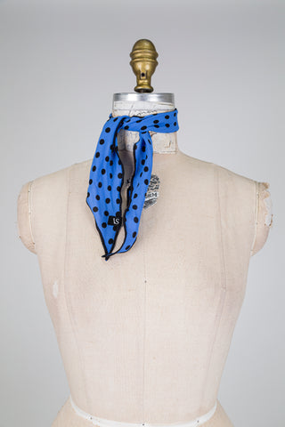 Foulard DANDY bleu à pois noirs