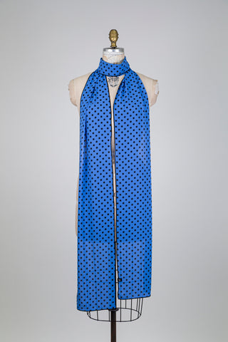 Foulard XXL bleu à pois noirs