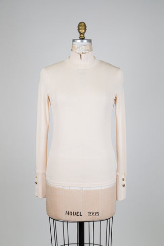 Chandail pêche crème à col montant (S)