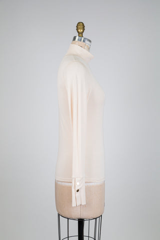 Chandail pêche crème à col montant (S)