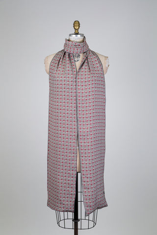 Foulard XXL rouge brique et vert-de-gris