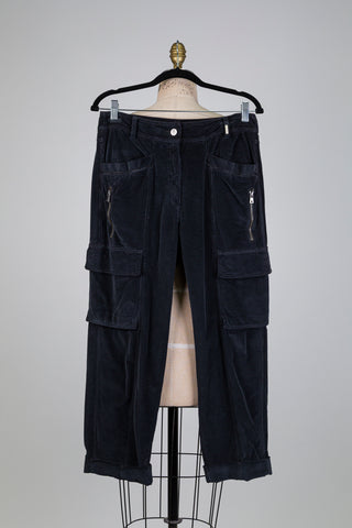 Pantalon cargo en corduroy noir (6/8)