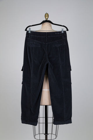 Pantalon cargo en corduroy noir (6/8)