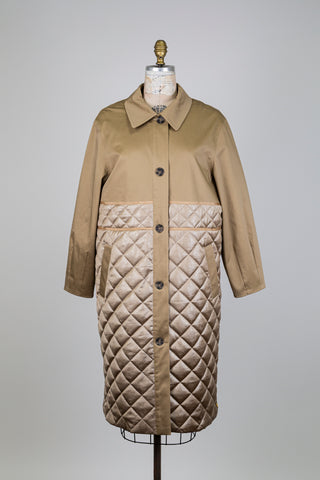 Sand trench coat with gold quilted insert (6)