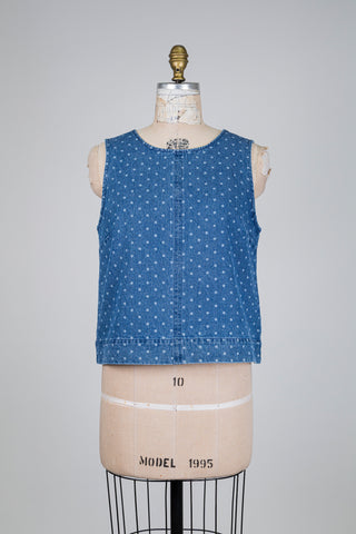 Débardeur en denim à pois délavés (6-8-10)