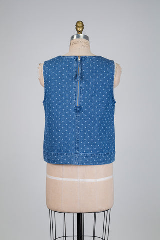 Débardeur en denim à pois délavés (6-8-10)