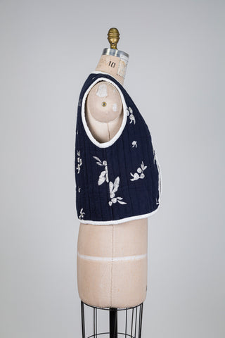 Veste florale marine en coton bio (XS à L)