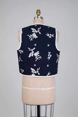 Veste florale marine en coton bio (XS à L)