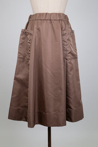 Jupe cargo évasée brun muscade (6)