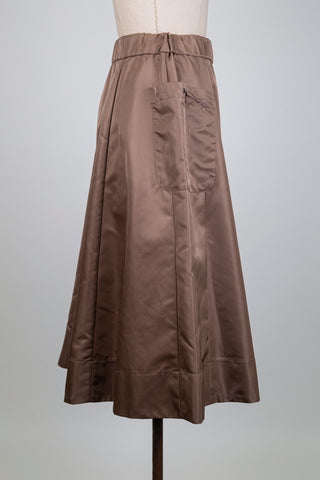 Jupe cargo évasée brun muscade (6)