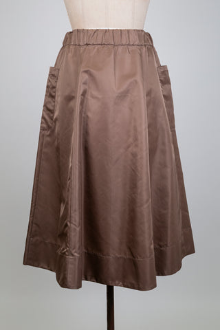 Jupe cargo évasée brun muscade (6)