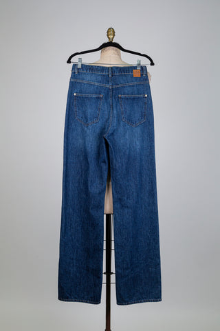Pantalon bleu moyen en denim pur coton (6-10-14-16)