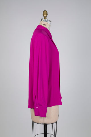Chemisier rose vif à plis plats (10-14-16)