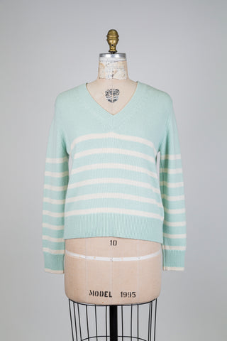 Chandail à rayures crème de menthe (S)