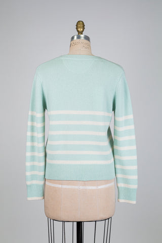 Chandail à rayures crème de menthe (S)