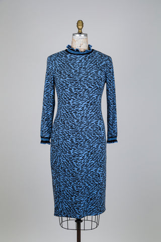 Robe douceur à motif animalier bleu et noir (M)