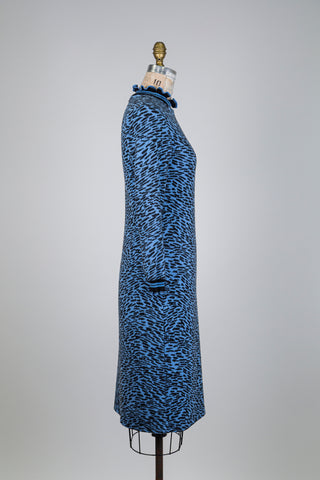 Robe douceur à motif animalier bleu et noir (M)