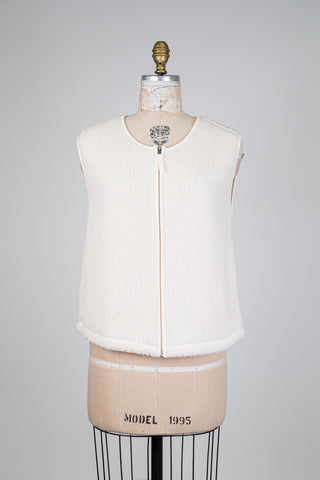 Veste effet mouton crème sans manches (S)