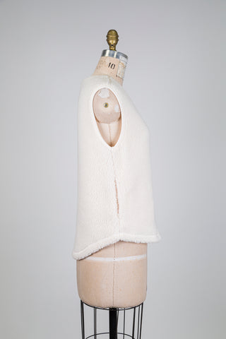 Veste effet mouton crème sans manches (S)