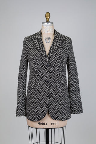 Black and white geometric pattern blazer (6-8)