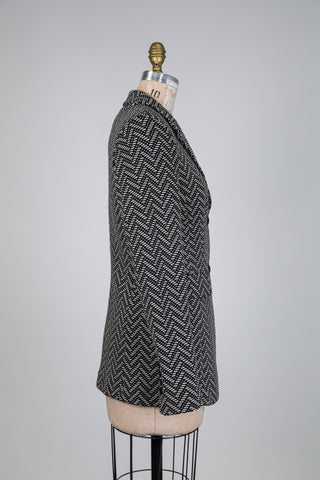 Black and white geometric pattern blazer (6-8)