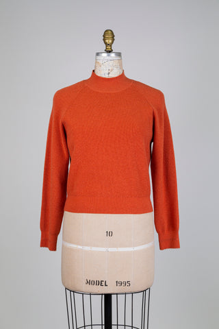 Chandail orange feuille d'automne à col montant (S)